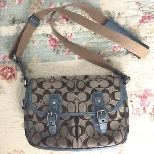 Coach Signature Blue Messenger Crossbody New with dust bag Great Buy!